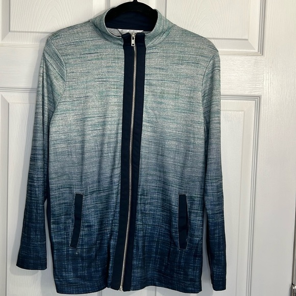 Christopher & Banks Women’s Ombré Blue Zip Up Sweater - Size Medium - Picture 1 of 6